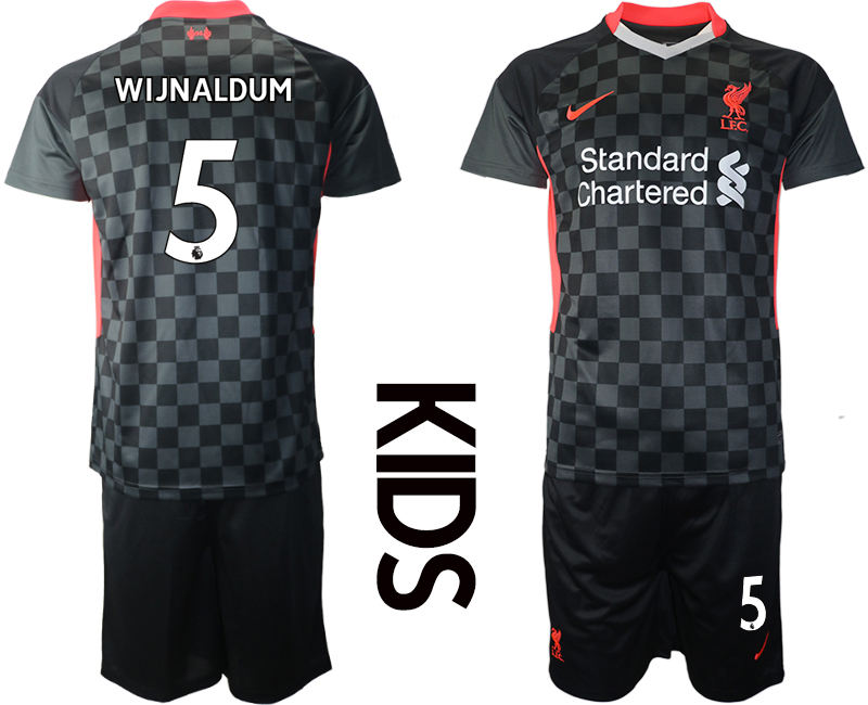 Youth 2020-2021 club Liverpool away #5 black Soccer Jerseys